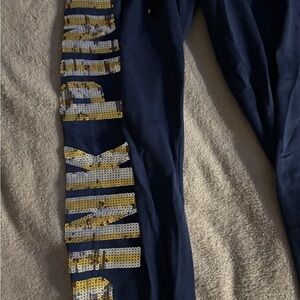 PINK Victoria's Secret Navy Sequin Track Pants